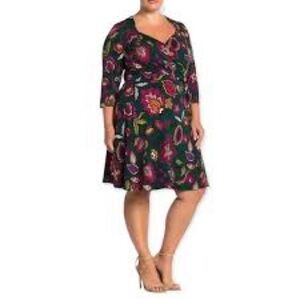 Leota Pink Scoop Neck Sundress 3/4 Sleeve Casual
